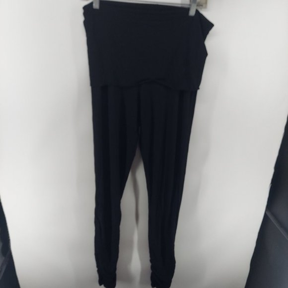 caraucci fold over black jogger pants size large - Picture 1 of 8